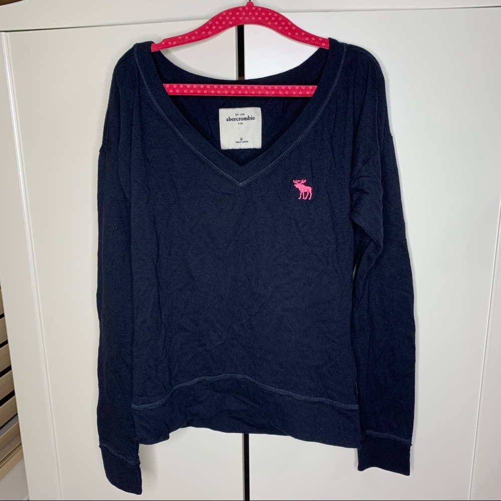 Abercrombie Kids V-Neck Long Sleeved Emblem T-Shirt
